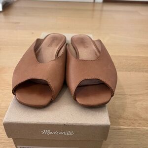 Madewell Women's Brown Leather Open-Toe Mules